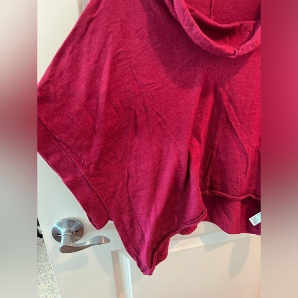 Eileen Fisher Maroon Red Merino Wool Cowl Neck Drape Oversized - Picture 3 of 15